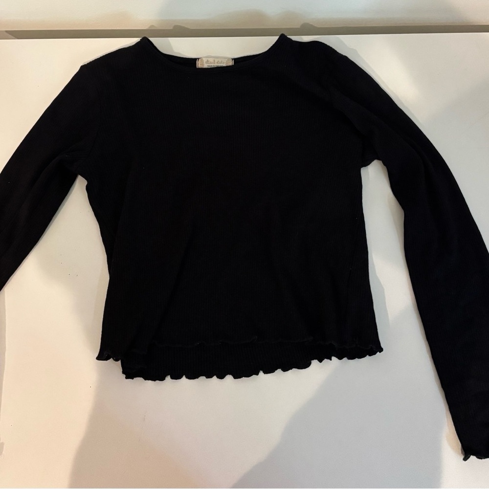 Altar'd State Black Fitted Ribbed Long Sleeve